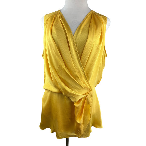 NWT Melissa McCarthy Seven7 Drape Faux Wrap Sleeveless Satin Blouse Plus Size 2X - Picture 3 of 15